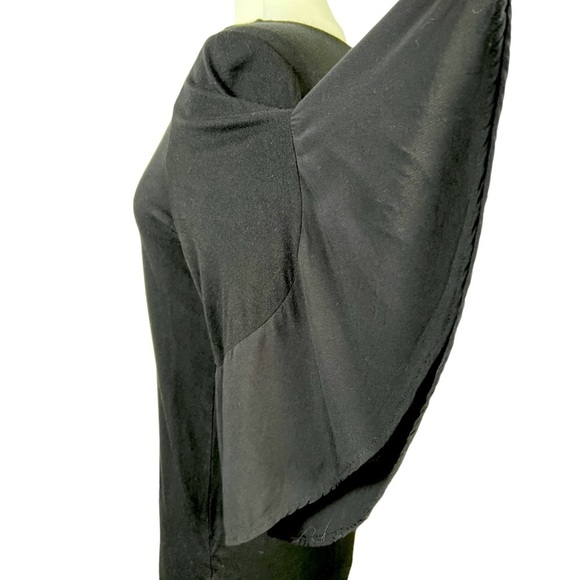 Anthropologie Pleione Mixed Media 3/4 Bell Sleeve Stretch Popover Blouse Shirt - Picture 4 of 5